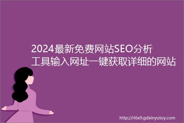 2024最新免费网站SEO分析工具输入网址一键获取详细的网站SEO分析报告